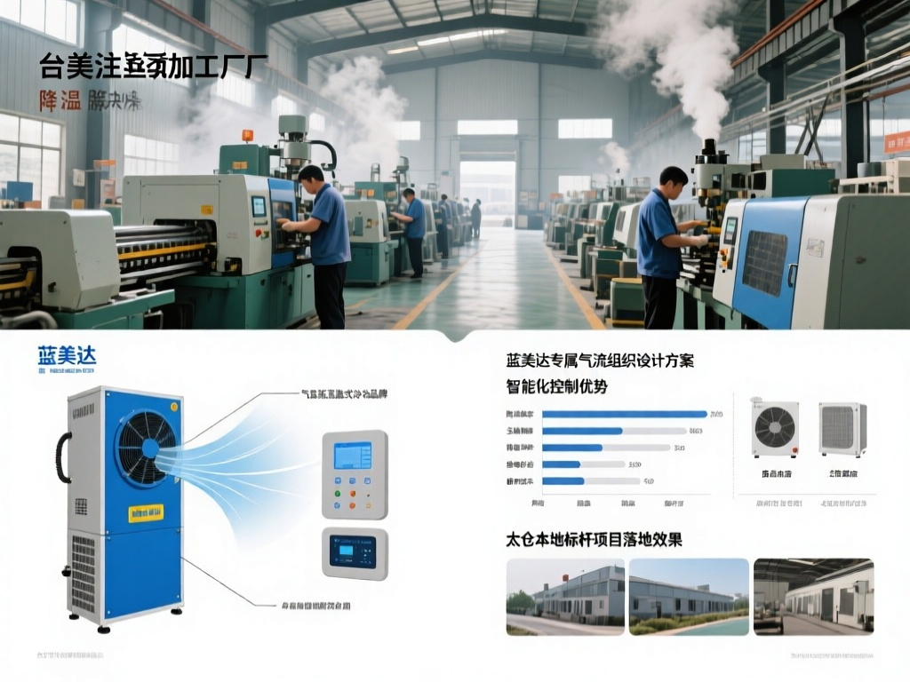 太仓注塑加工厂车间降温选蒸发式冷风机 蓝美达本地化服务更省心